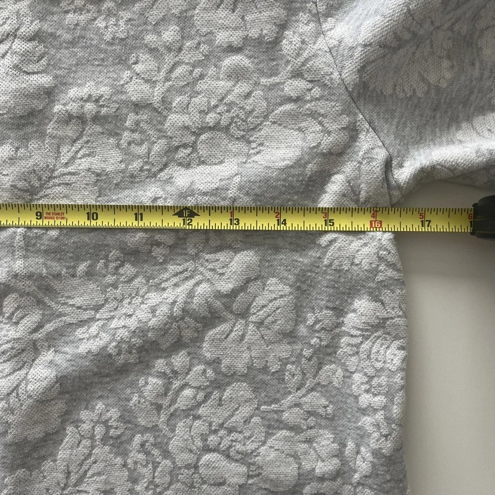 LOFT Women's Size XS Gray White Floral Puff Sleeve Professional Office Work